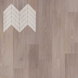 Паркет Елка Французская Lab Arte Chevron Дуб Селект Чегет белый лак 600/475х125х14/3/45°