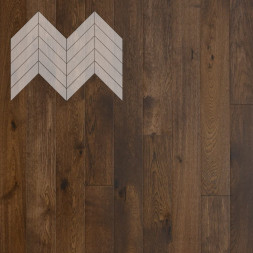 Паркет Елка Французская Lab Arte Chevron Дуб Рустик Коньяк лак 600/490х110х14/3/45°