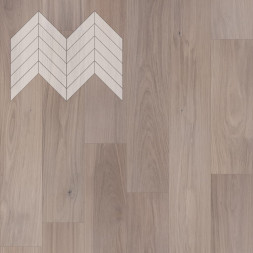 Паркет Елка Французская Lab Arte Chevron Дуб Рустик Чегет белый лак 620/480х140х14/3,5/45°