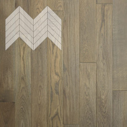Паркет Елка Французская Lab Arte Chevron Дуб Селект Грис лак 600/490х110х14/3/45°