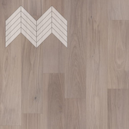 Паркет Елка Французская Lab Arte Chevron Дуб Натур Чегет белый лак 600/510х90х14/3,5/45°