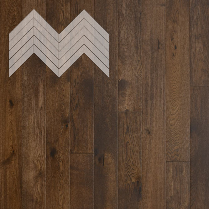 Паркет Елка Французская Lab Arte Chevron Дуб Селект Морозный лак 600/510х90х14/3,5/45°