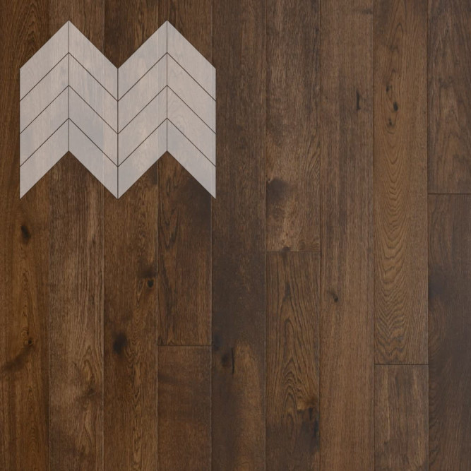 Паркет Елка Французская Lab Arte Chevron Дуб Селект Морозный лак 600/450х150х14/3/45°