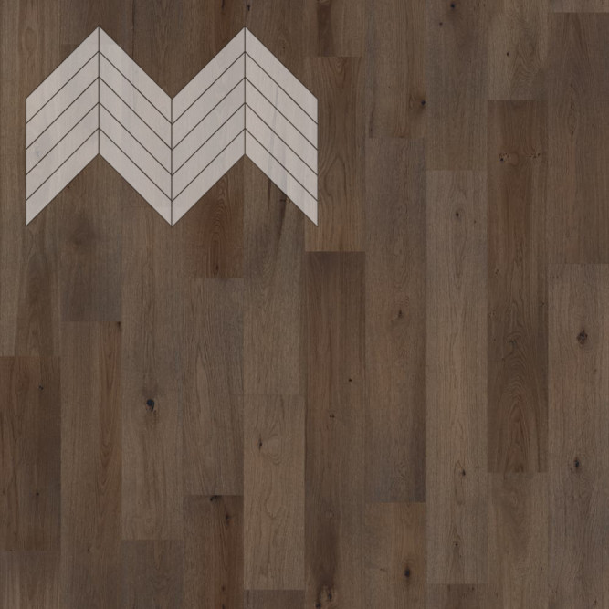 Паркет Елка Французская Lab Arte Chevron Дуб Селект Карпентер лак 600/510х90х14/3,5/45°
