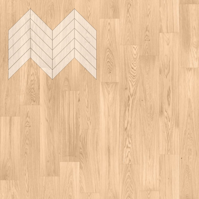 Паркет Елка Французская Lab Arte Chevron Дуб Селект Блонд лак 600/490х110х14/3/45°